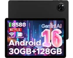 DOOGEE Tab A9 Pro+ - Tablet - 30GB RAM (6GB+24GB) - 128GB ROM(TB/TF)- 11Inth 90Hz HD+ - 8580mAh - Android 16 - Unisoc T7200 - Dual Speakers - Zwart