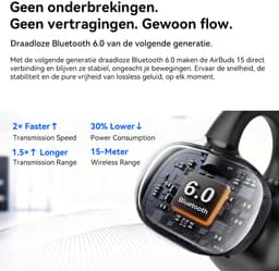 Blackview AirBuds 15 Draadloze Koptelefoon - Open Ear Oordopjes - Bluetooth 6.0 - IPX5 Waterbestendig - 35 uur Afspeeltijd - Dubbele Mic met Ruisonderdrukking - Zwart — thumbnail 5