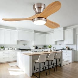 Plafondventilator met Verlichting 90x90x24.5 cm – Ventilatorlamp – Minimalistisch – Houtlook – Massief Hout – Voor Woonkamer – Natuurlijk Hout — thumbnail 3