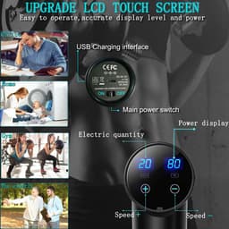Massagepistool - Diepe Percussiemassage met 20 Snelheden en 8 Massagekoppen - Krachtig Spiermassageapparaat voor Rug, Nek, Schouders, Armen en Benen - Stil en Draadloos - Voor Sport, Fitness, Herstel en Ontspanning - Mat Zwart — thumbnail 3