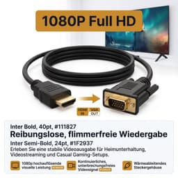 HDMI naar VGA kabel 1,8 m, Full HD 1080p converter voor monitor en beamer — thumbnail 4