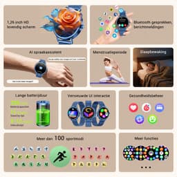 Blackview Slimme Horloges voor Dames - X30 - 1,26 "AMOLED Smartwatch Dames - Slaap & SpO2 Monitor - Fitnesstracker - Stijlvolle Smartwatch - Hartslagmeter - 100+ Sportmodel - Bluetooth Bellen- Stijlvol Slim Horloge - Android en iOS - Blauw — thumbnail 5