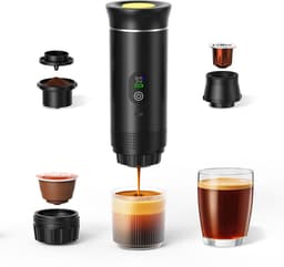 Draagbaar Koffiezetapparaat - 3 in 1 Koffiezetapparaat - 12 Volt Portable Koffiemaker Camping- Oplaadbaar USB-C - Camping Espressomachine - Geschikt voor Capsules en Gemalen Koffie — thumbnail 1