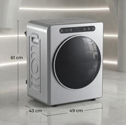REDOM - Wasdroger - 5 kg laadvermogen - Luchtafvoer naar buiten - RVS trommel met omkeerfunctie - Timer en kinderslot - Zilver - 49 x 43 x 61 cm — thumbnail 4