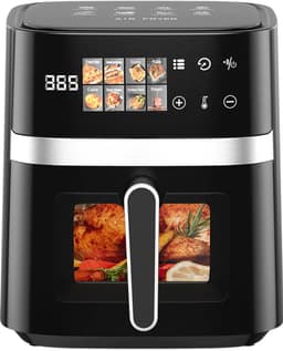 Lunekiss Airfryer Heteluchtfriteuse Touchscreen en Kijkvenster voor Gezond en Olievrij Koken - 5,5L - 1350W - 8 Programmas - Zwart — thumbnail 1