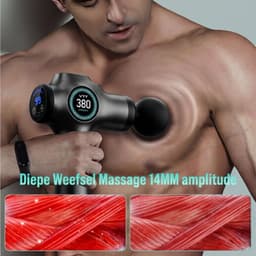 Massage Gun – Perfect voor Rug, Nek, Benen, Sport en Thuis – Stil, Draagbaar Massagepistool –Zwart – 17cm x 13cm x 5cm — thumbnail 2