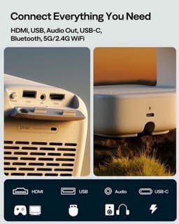 Draagbare Beamer Enige Uitvoering - 1080P Native Resolutie - LCD Scherm - Wit - Voor Thuisbioscoop En Gaming — thumbnail 3