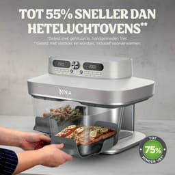 Ninja CRISPi DualZone Glazen Airfryer met 2 manden, 8 kookfuncties, Kook twee gerechten tegelijkertijd, PFAS-vrije glazen schalen, Inclusief deksels - Gebroken wit - DD102EUIV2 — thumbnail 3
