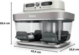 Ninja CRISPi DualZone Glazen Airfryer met 2 manden, 8 kookfuncties, Kook twee gerechten tegelijkertijd, PFAS-vrije glazen schalen, Inclusief deksels - Gebroken wit - DD102EUIV2 — thumbnail 2
