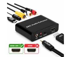 Digitaal naar Analoog Audioconverter - ARC Audio Retour - HDMI ARC naar Optisch/Coax/RCA - 192kHz - Zwart