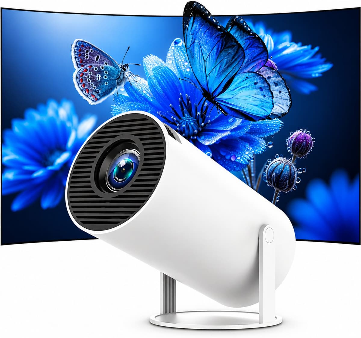 Mini Beamer met Android 11 – WiFi 6 & Bluetooth 5.0 – Netflix – 180° Draaibaar – Automatische Keystone – 1280x720 – 4K/1080p Ondersteuning — afbeelding 1