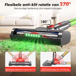 Adormii Steelstofzuiger Draadloos – 50000Pa Sterke Zuigkracht – 60 Min Accuduur – Anti-haarwikkel Vloerborstel – 4 HEPA-filters – 1,6 L Stofreservoir – Groene LED Stofdetectieverlichting – Goud — thumbnail 4
