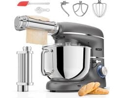 Fentic Keukenmachine - 2000W - Keukenrobot - Incl. Pastaroller en extra accessoires - 6,2L Mengkom - Foodprocessor - Pastamachine - Antraciet