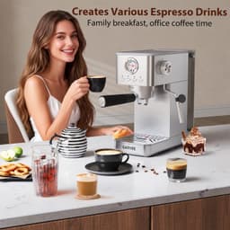 Espressomachine Automatisch 20 Bar - Met Bonenmolen - Melkopschuimer - 1,4 L Reservoir - Snelle Verwarming - RVS - Zilver — thumbnail 5