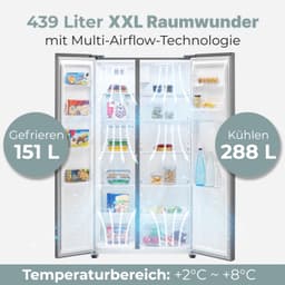 Bomann SBS 7367 - Amerikaanse Koelkast - Side-by-Side - 439 Liter - Total No Frost – Waterdispenser - Inox Look — thumbnail 3