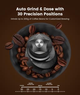 Espressomachine Automatisch 20 Bar - Conische Bonenmolen 30 Niveaus - Melkopschuimer Auto - Stoom 360° - 2,3 L Reservoir - Koffie Amerikaans Cold Brew - RVS Zwart — thumbnail 2