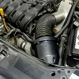 Luchtfilter 76 mm High-Flow koude luchtinlaatfilter auto's transporteurs motor inname vervanging high power sport mesh kegel voor auto zwart koolstof patroon — thumbnail 3