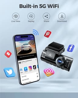 Chelsey-store - 4K Dash Cam voor Auto – 3 Camera's - Nachtzicht - Parkeermonitor - GPS - Ondersteuning Achtercamera - Zwart — thumbnail 3