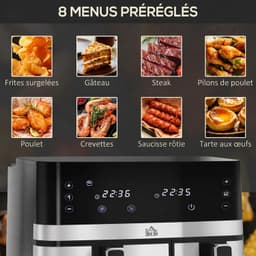 HOMCOM Airfryer - Staal - 41,8 x 39,2 x 31,1 cm - Zwart — thumbnail 5
