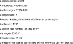 Mobiele airco 12000 BTU stil met verwarming, ontvochtiger, energieklasse A, voor ruimtes tot 60 m² — thumbnail 2