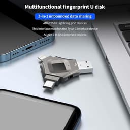 Vingerafdruk U-schijf - Data opslag - Veilige bestanden - 3-in-1 connectiviteit - 512 GB - Zwart — thumbnail 4