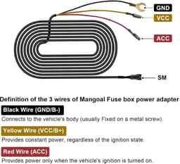 Box Power Adapter for mangoal Dash Cams, Upgrade Parking Monitoring, Hardwire Wire Kit Accessories(2.5 Meter, Applicable to Vehicle Other Than Mercedes Benz) — thumbnail 3