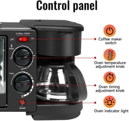 Joorly Magnetron - 3-in-1 Multifunctioneel - Mini Oven 9L - Koffiezetapparaat - 600 ml Koffiekan – Broodrooster – Compact Keukenapparaat – Zwart — thumbnail 4