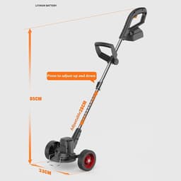 Draadloze Grastrimmer - Elektrische onkruideter Bosmaaier - Tuinonderhoud Snoeien - Dubbele Mescombinatie - Verstelbaar 28 cm - Oranje — thumbnail 3