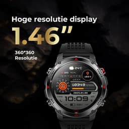 Golden Sound GPS Smartwatch Heren - 1.46'' AMOLED Display - GPS 5 satellieten - 5ATM Waterdicht - 200+ sportmodi - Belfunctie - Barometer - Stappenteller - Bloeddrukmeter - Hartslagmeter - 540 mAh - Dark Grey — thumbnail 3