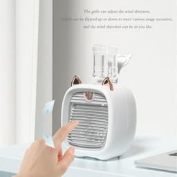 Oplaadbare mini verdampingsluchtkoeler voor kinderen, geschikt voor waterflesaansluiting, USB persoonlijke koelventilator met luchtbevochtiger（Grijs） — thumbnail 1