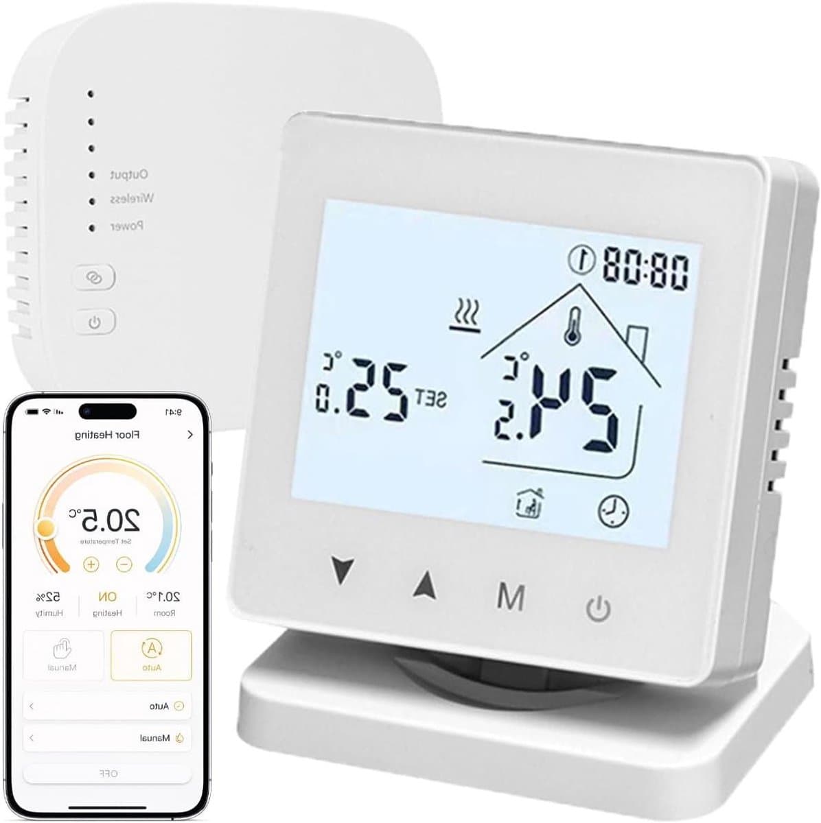 Slimme Kamerthermostaat - Draadloze Thermostaat - Energie Besparen - Brede Compatibiliteit - 100 m Bereik - Wit — afbeelding 1