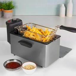 Roestvrijstalen Friteuse - Frituurpan Elektrisch - Knapperige Snacks Maken - Met Koelzone - 3 Liter - Zilver — thumbnail 2