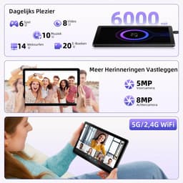 SnelShoppen - Tablet 10 Inch Android 15 met Hoes, Unisoc T30 Quad-Core, 18 GB RAM, 128 GB ROM, 1 TB TF, HD IPS-Scherm, 5MP + 8MP Camera, 6000 mAh, WiF — thumbnail 5
