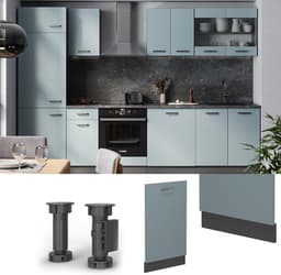 Vaatwasserfrontpaneel - Paneel Vaatwasser - Keuken Integratie - Volledig Geïntegreerd - 45 cm - Blauw-grijs — thumbnail 3