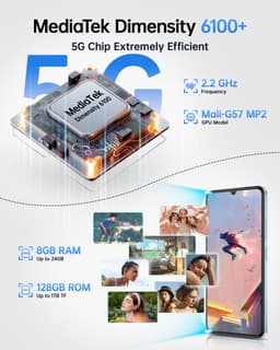 OUKITEL C50 5G Mobiele Telefoon Zonder Contract met 128 GB Opslag, 5150 mAh Accu, Android 14 — thumbnail 4