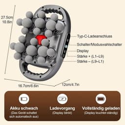 Massagepistool - Zwart - Oplaadbaar - Met 22 Koppen en LCD-Display - Voor Spierherstel en Ontspanning — thumbnail 4
