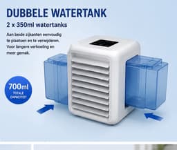 QUIGG Mini Air Cooler met LED Verlichting – Draagbare Luchtkoeler – Dubbele Watertank 700 ml – 3 Snelheden – USB Aangedreven – Zwart — thumbnail 3