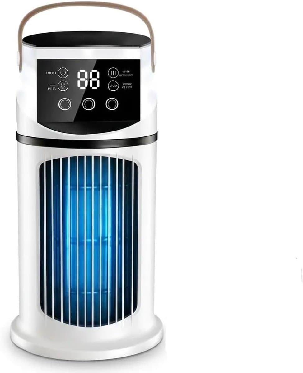 Mini-airconditioning, torenventilator, stille USB-ventilator met 9 snelheden en lcd-display, ruimtebesparende koeling voor slaapkamer, kantoor, kleine ruimtes, mobiele tafelventilator — afbeelding 1