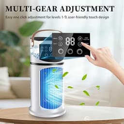 Mini-airconditioning, torenventilator, stille USB-ventilator met 9 snelheden en lcd-display, ruimtebesparende koeling voor slaapkamer, kantoor, kleine ruimtes, mobiele tafelventilator — thumbnail 3