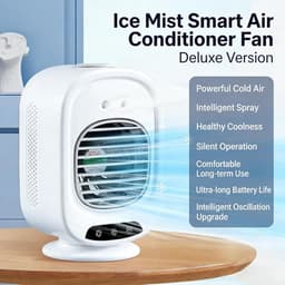 KZQ Slimme Persoonlijke Mini Airco Ventilator Met 5 Snelheden En 70 Graden Oscillatie Draagbare Verdampingskoeler Voor Slaapkamer En Bureau Stil — thumbnail 2