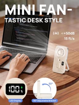 Draagbare Handheld Misting Ventilator, Oplaadbare Mini Persoonlijke Ventilator met 4 snelheden, Lichtgewicht Reis Koeling Spray Hand Ventilator, Rustige werking voor buiten, Camping — thumbnail 4
