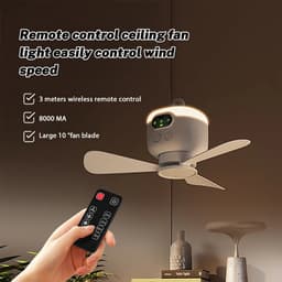 NordHaus Draagbare Plafondventilator - Hangventilator - Camping Ventilator met LED-Verlichting - USB Oplaadbaar - Afstandsbediening - 8000 mAh Accu — thumbnail 5