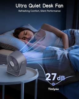 Bureauventilator, stille bureauventilator, mini USB-ventilator, 3600mAh oplaadbare batterij, 360° draaibaar, LED-display, geschikt voor slaapkamers, kantoren, camping, thuis, enz. - Zwart — thumbnail 2