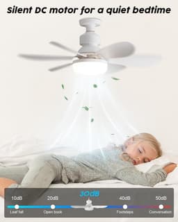 Plafondventilator met Licht - Inschroefbare Mini Ventilator met Afstandsbediening - 52 cm - 3 Snelheden en 3 Kleurtemperaturen - Wit — thumbnail 4
