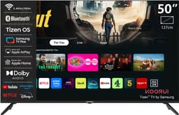 KOORUI K50Q1UQ-T8 50 inch 4K UHD QLED smart tv met Tizen OS, randloos ontwerp, Dolby Audio, premium metalen afwerking, gemonteerd in Nederland — thumbnail 1