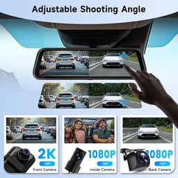 SnelShoppen - 2K Wifi Dashcam Achteruitkijkspiegel met 9,66 inch Touchscreen, Dubbele Lens, Nachtzicht, Loopopname, G-sensor, 64G Micro SD Kaart, Veil — thumbnail 5