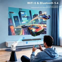 Mini Beamer - Draagbare Projector - 4K en 1080P Ondersteuning - Android 14.0 Smart TV - Voor Thuis en Buiten — thumbnail 3