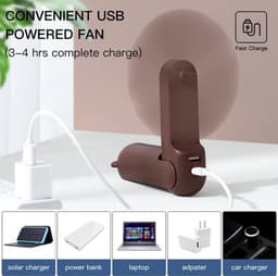 Solvix tafel ventilator geluidloos - Draagbare Ventilator - Bruin - 4800 mAh Powerbank - Maximaal 46 Uur Batterijduur - Voor Thuis en Buitengebruik — thumbnail 2