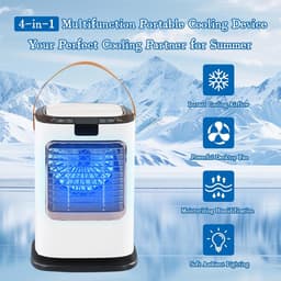 Mobiele Airconditioner - Compacte Luchtkoeler met 6 Snelheden, 120° Oscillerend, 1300 ml Watertank, Afstandsbediening & USB voor Slaapkamer en Kantoor — thumbnail 4