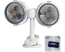 Tafelventilator met Telefoonhouder - USB-C Oplaadbaar - Extreem lange batterijduur - 5 Standen - Opvouwbaar en Draadloos - Staande Mini Ventilator - Fan - Verkoeling - WK Voetbal Kijken Accessoire - Kleine Aircooler - Mobiele Airco - Wit